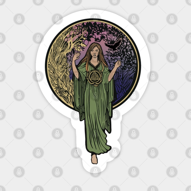 Nouveau forest goddess Sticker by Mystic Groove Goods
